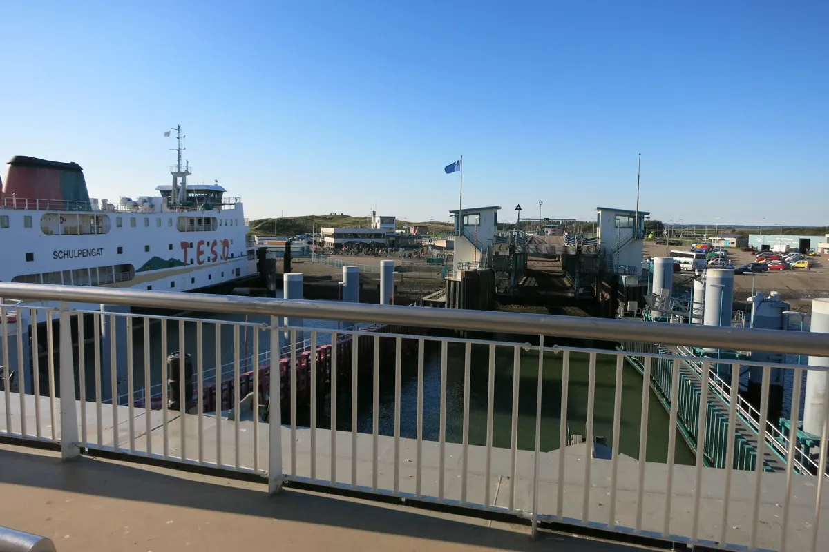 Ferry at the vehicle terminal in the port of Texel