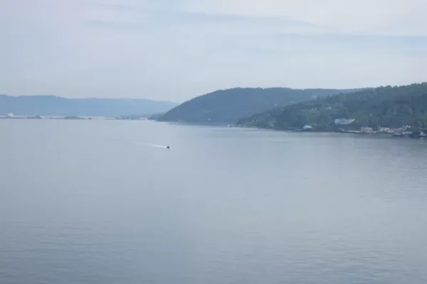 View across the Oslofjord and calm water